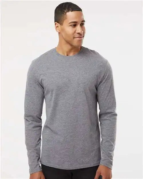 Lat 6918 Fine Jersey Long Sleeve Tee - Granite Heather