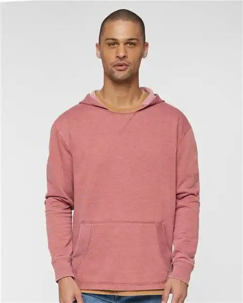 Lat 6936 Vintage Wash Fleece Hoodie - Washed Rouge