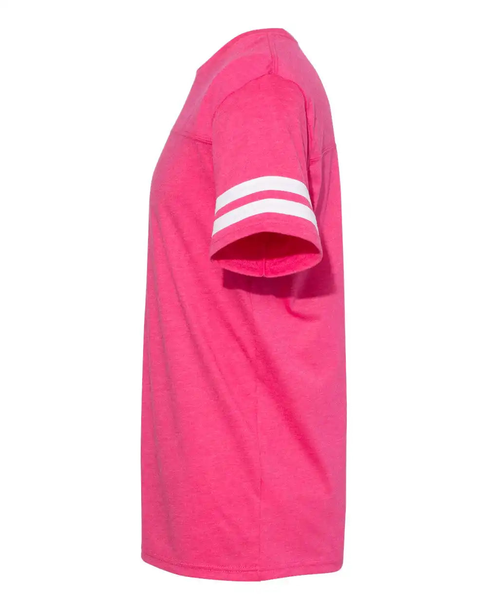 Lat 6937 Football Fine Jersey Tee - Vintage Hot Pink White