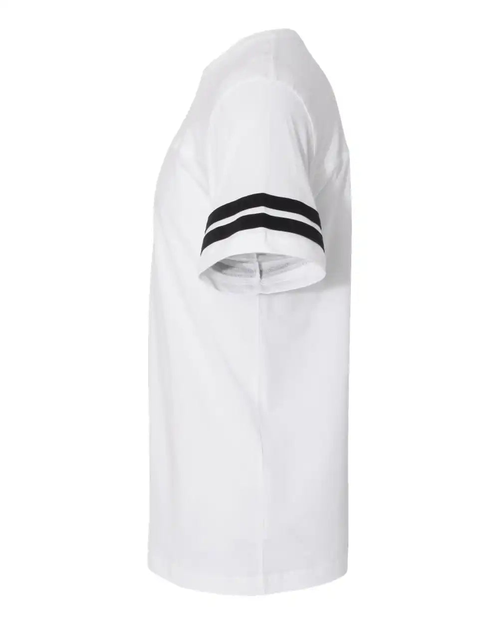 Lat 6937 Football Fine Jersey Tee - White Solid Black