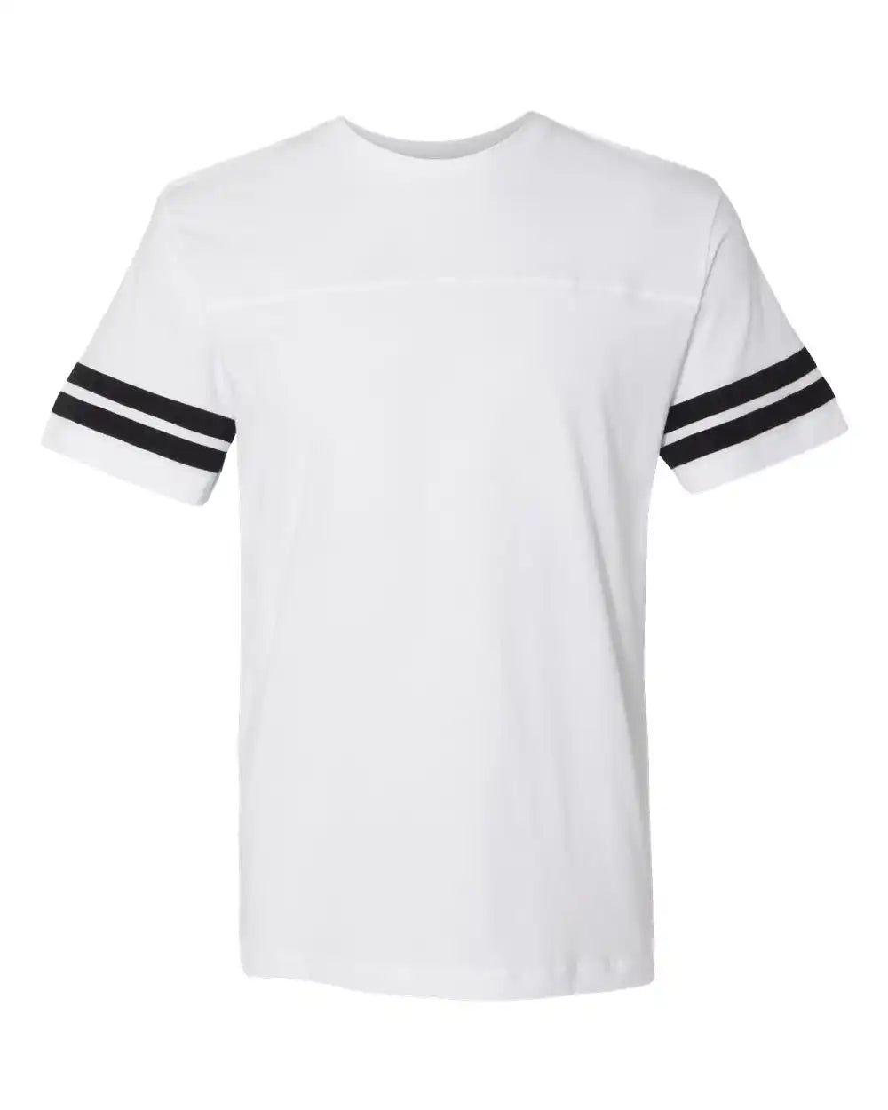 Lat 6937 Football Fine Jersey Tee - White Solid Black - Solid/ / s
