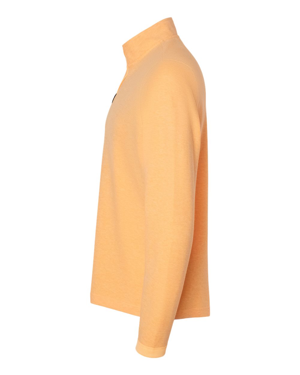Left View of Acid Orange Melange 3-Stripes Quarter-Zip Sweater - A554