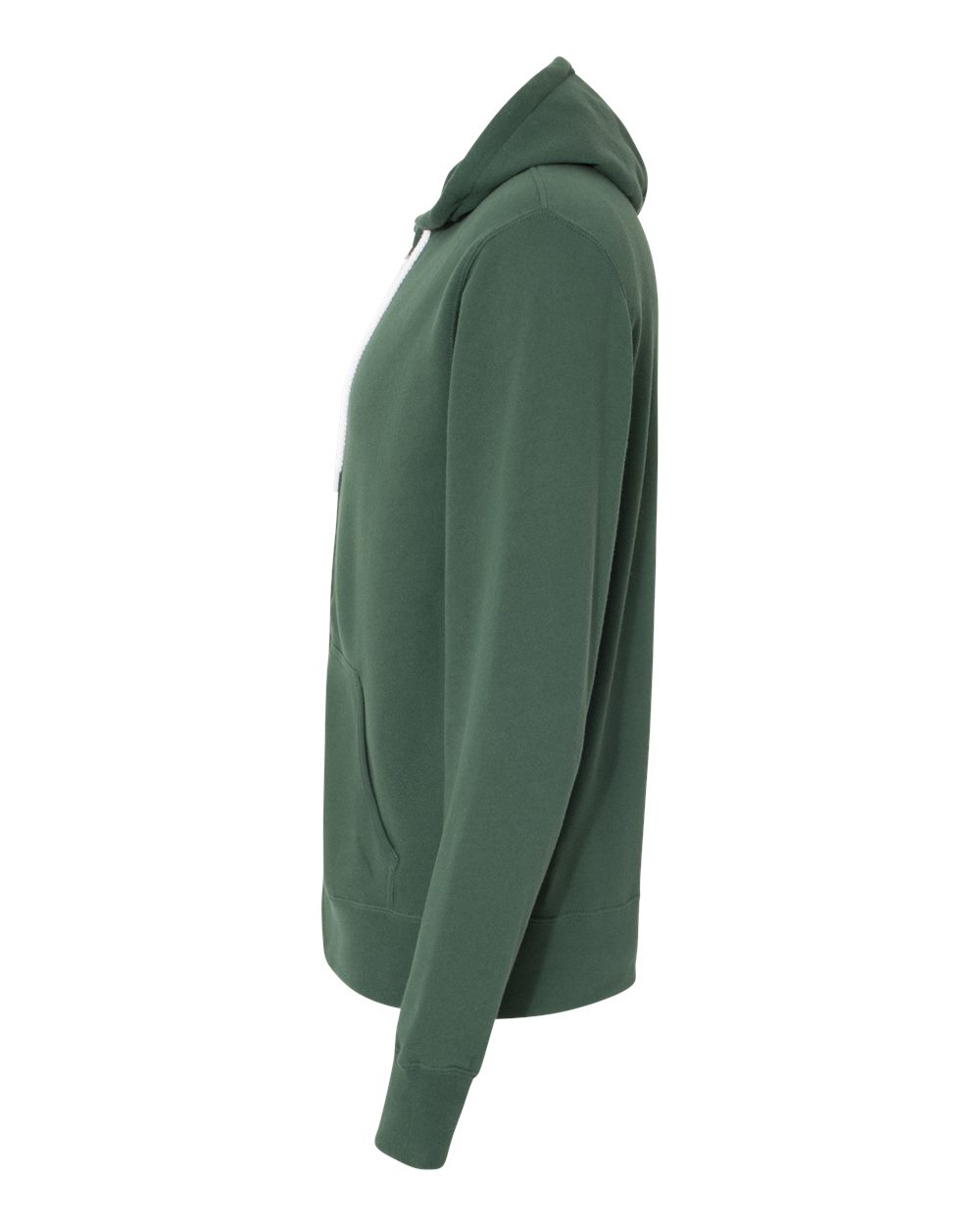 Left View of Alpine Green Lightweight Full-Zip Hooded Sweatshirt - AFX90UNZ