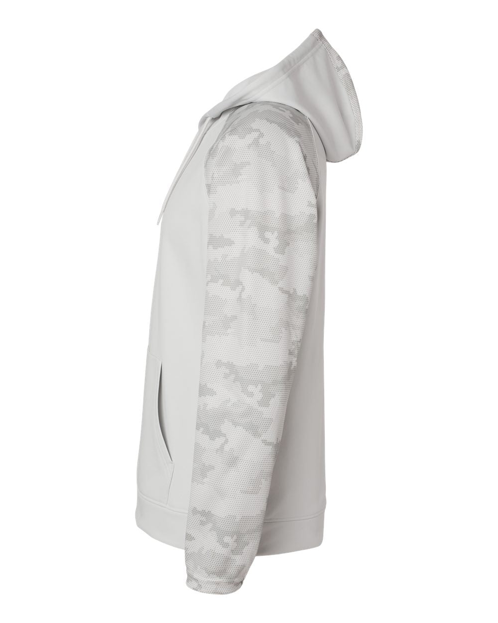 Left View of Aluminum/ Grey Tahoe Camo Fleece Hooded Sweatshirt - 306