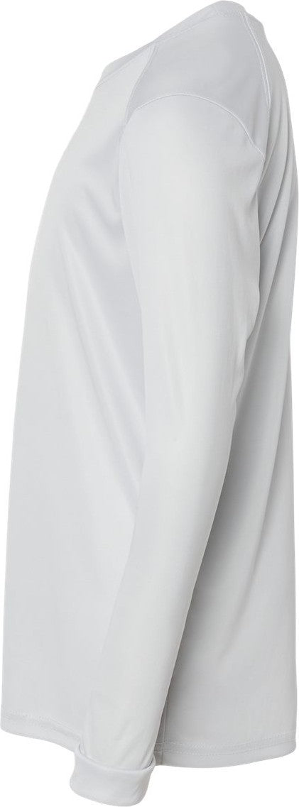 Left View of Aluminum Youth Long Islander Performance Long Sleeve T-Shirt - 218Y