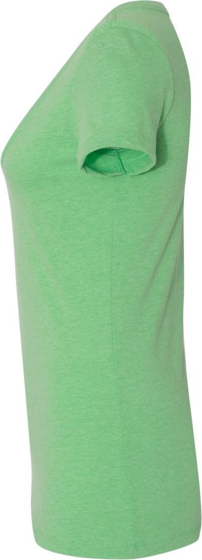 Left View of Apple Green Women’s CVC Deep V-Neck T-Shirt - 6640