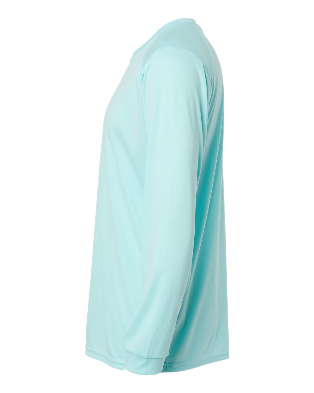 Left View of Aqua Blue Long Islander Performance Long Sleeve T-Shirt - 210