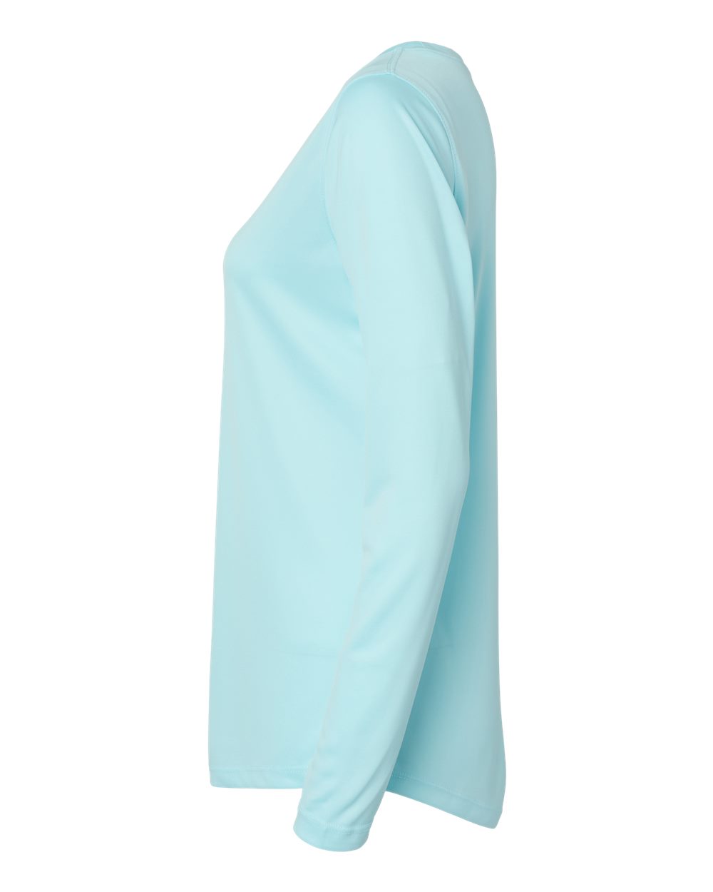Left View of Aqua Blue Women's Long Islander Performance Long Sleeve T-Shirt - 214