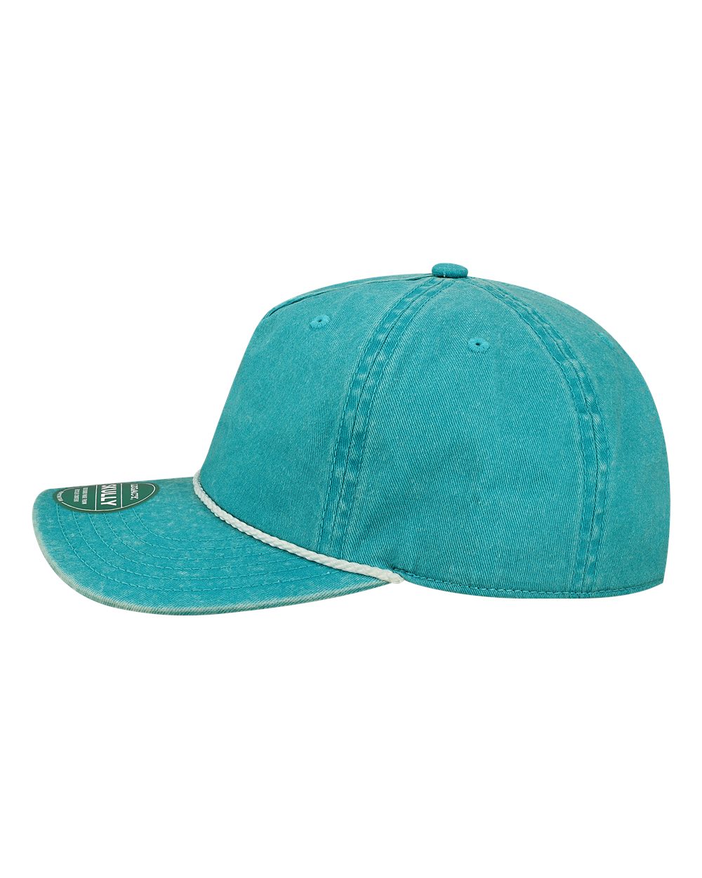 Left View of Aqua Skully Cap - SKULLY