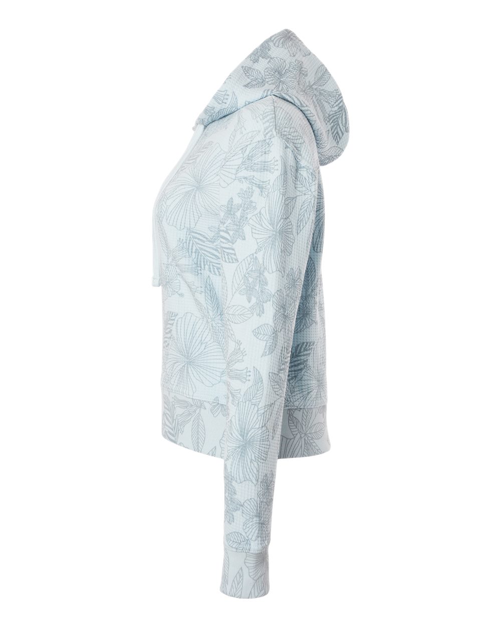 Left View of Arctic Blue Women's Maddie Floral Print Hooded Sweatshirt - W24105