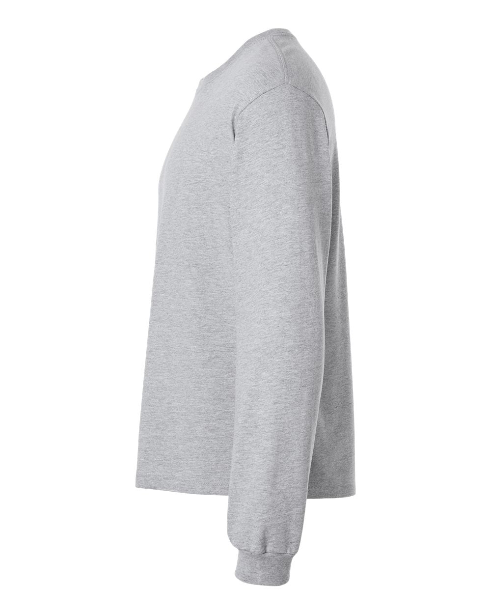 Left View of Athletic Heather 6 oz. Heavyweight Long Sleeve Tee - 3511