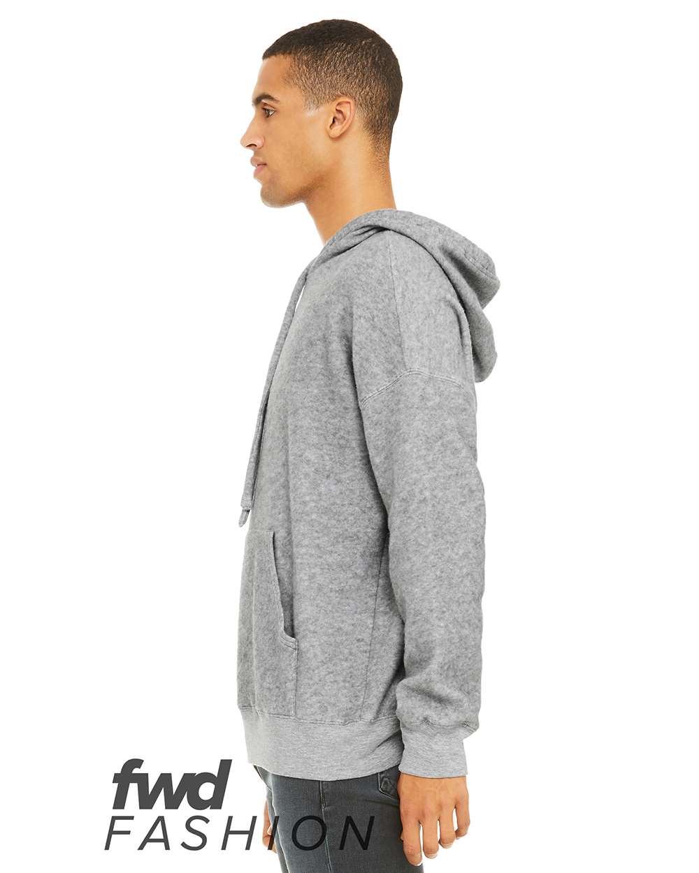 Left View of Athletic Heather FWD Fashion Sueded Fleece Hoodie - 3329