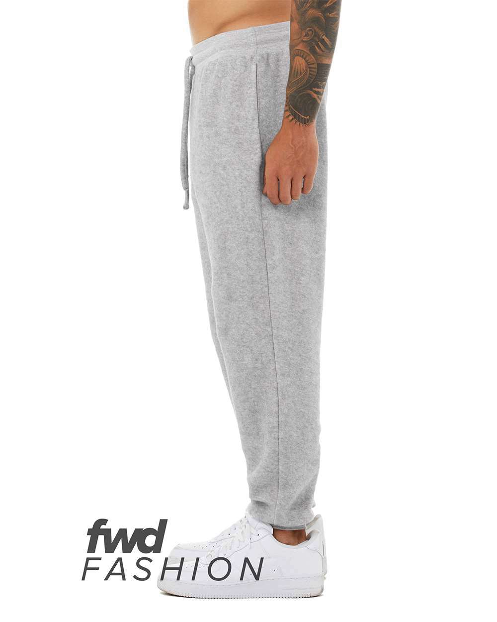 Left View of Athletic Heather FWD Fashion Sueded Fleece Jogger - 3327