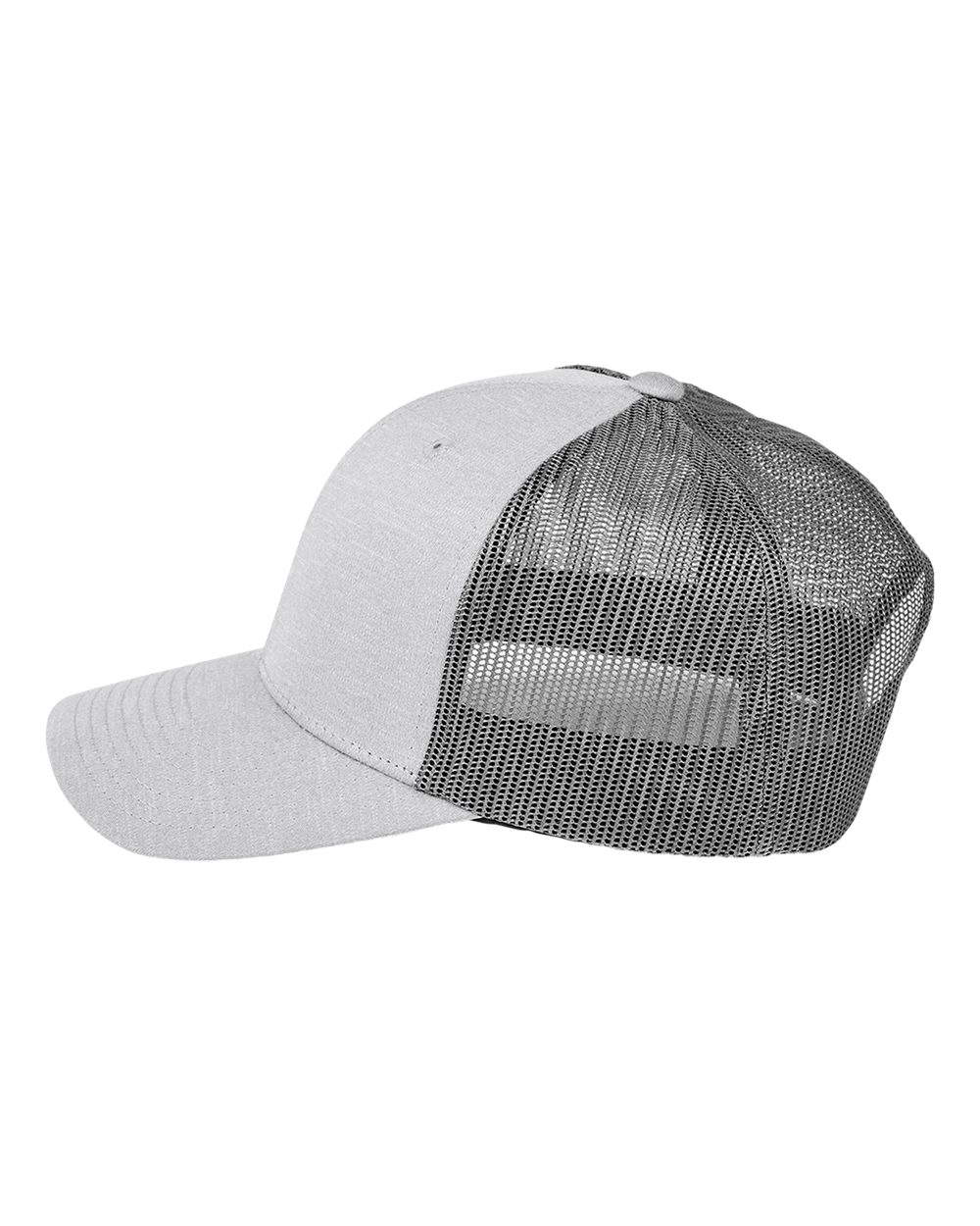 Left View of Athletic Heather/ Sport Graphite Youth Zone Sonic Heather Trucker Cap - TT802Y