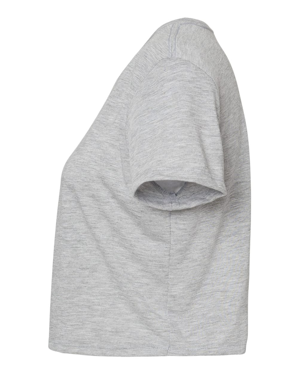 Left View of Athletic Heather Women’s Flowy Crop Tee - 8882