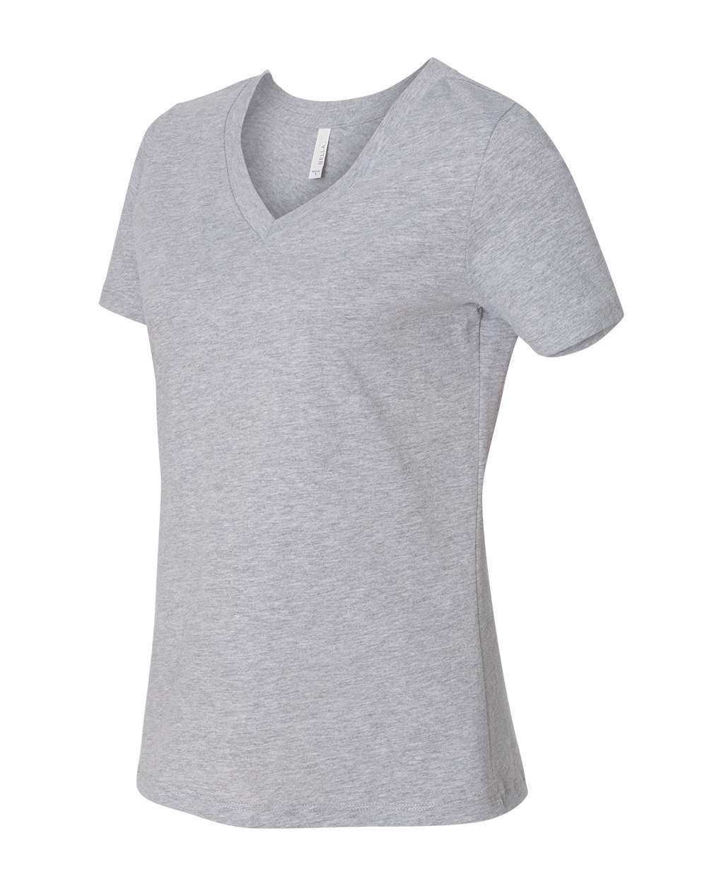 Left View of Athletic Heather Women's Relaxed Heather CVC V-Neck Tee - 6405CVC