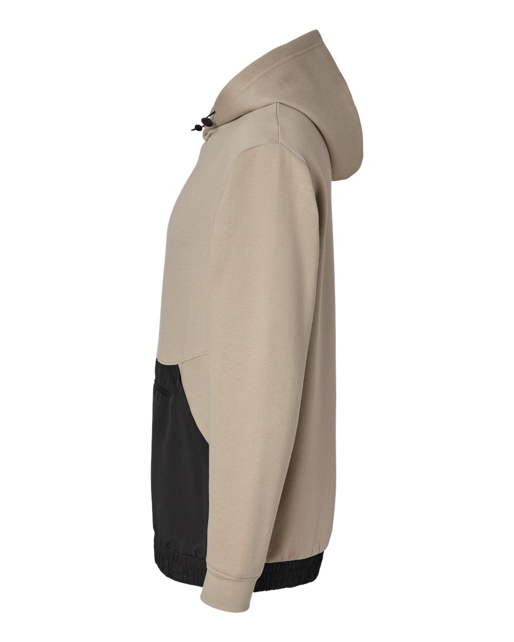 Left View of Atmosphere/ Black Mixed Media Hooded Sweatshirt - 23112