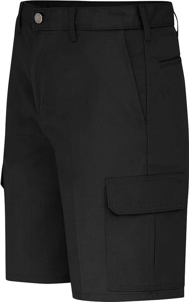 Left View of Black 11" Industrial Cargo Shorts - LR00