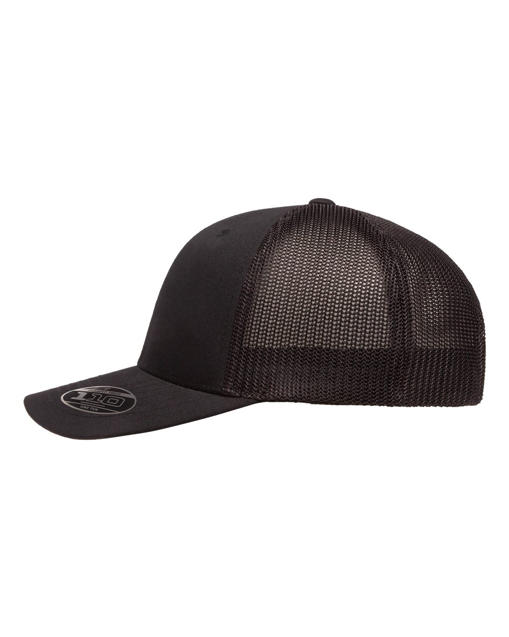Left View of Black 110® Recycled Mesh Cap - 110R