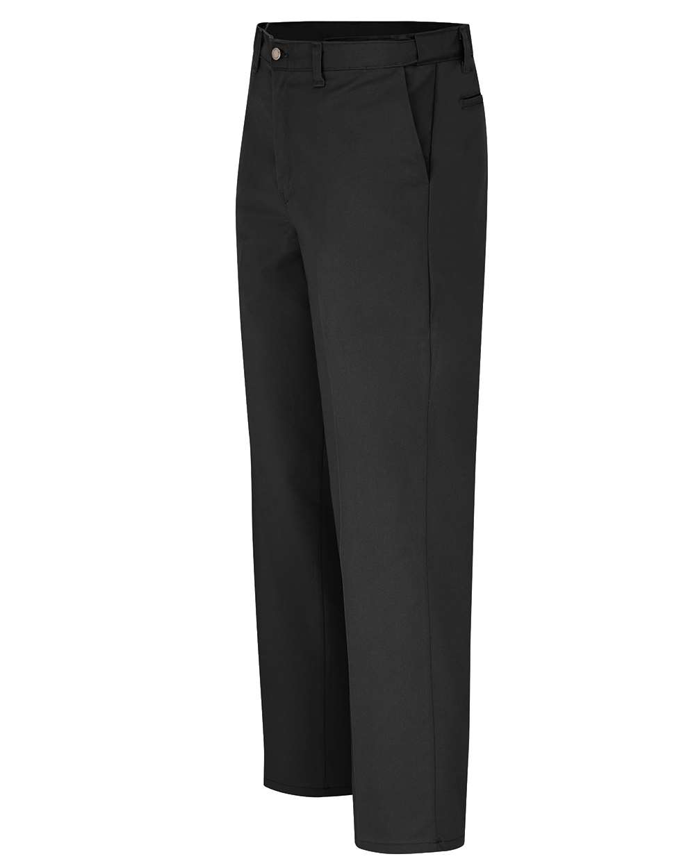 Left View of Black - 30I Premium Industrial Flat Front Comfort Waist Pants - LP70