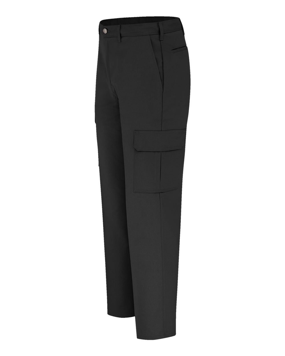 Left View of Black - 37 Unhemmed Industrial Cargo Pants - LP60