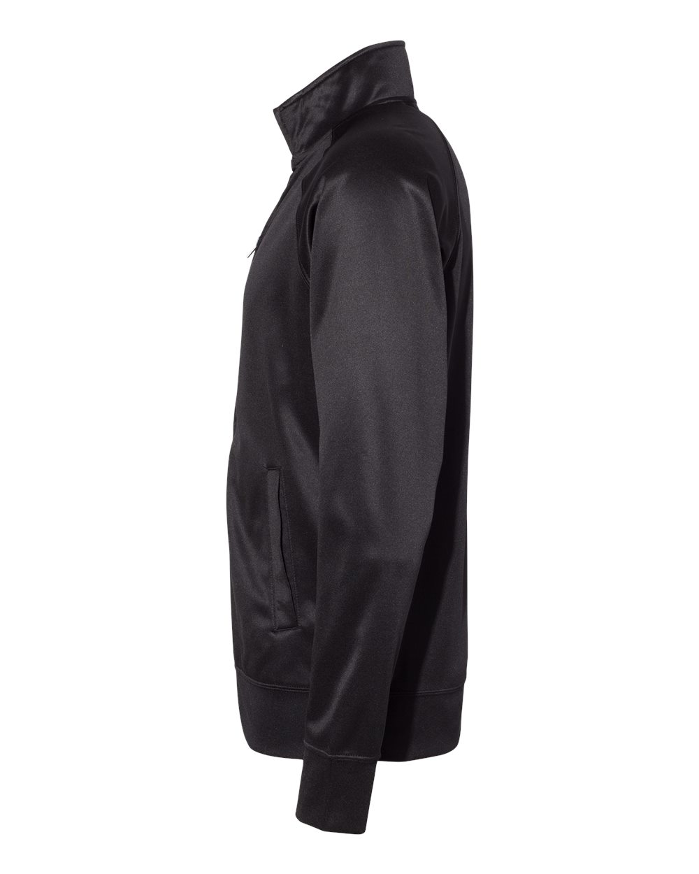 Left View of Black/ Black Lightweight Poly-Tech Full-Zip Track Jacket - EXP70PTZ