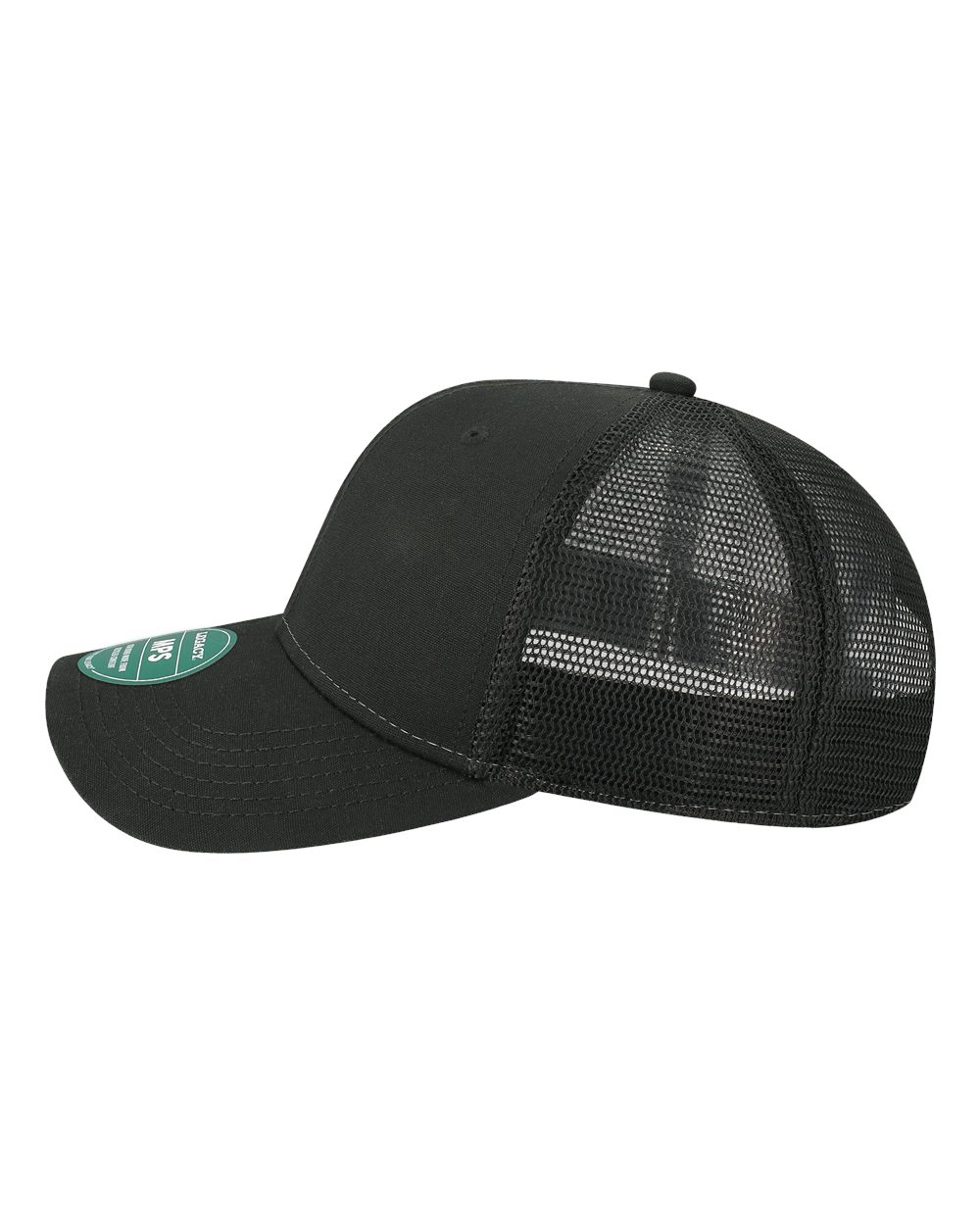 Left View of Black/ Black Mid-Pro Snapback Trucker Cap - MPS