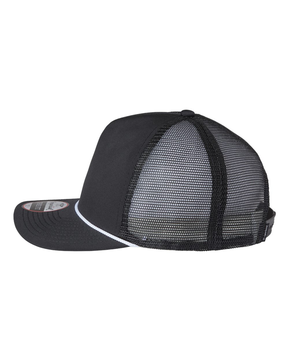 Left View of Black/ Black/ White The Rabble Rouser Cap - 5055