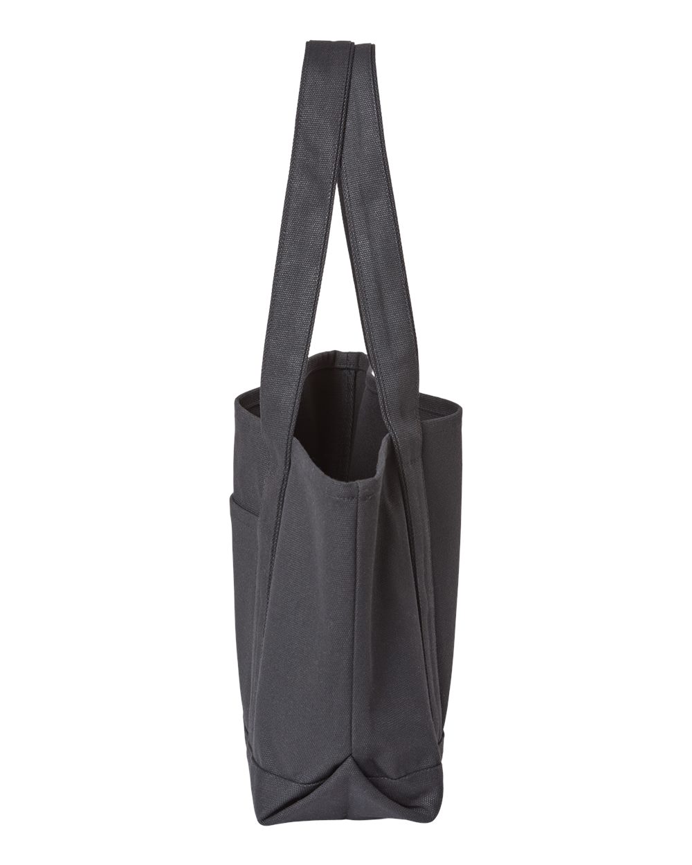 Left View of Black/ Black Windward Large Cotton Canvas Classic Resort Tote - 8871