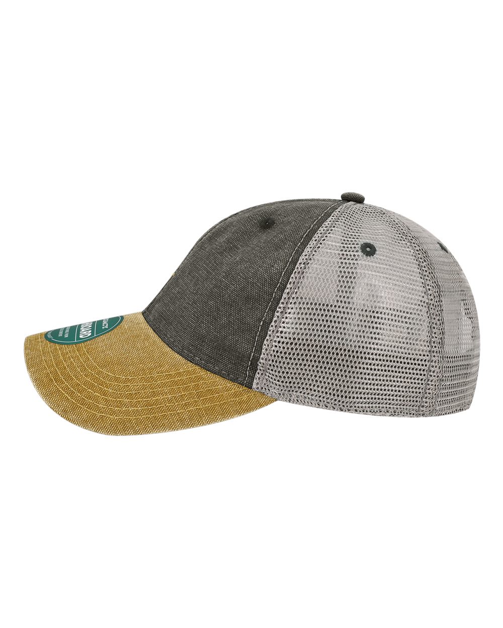 Left View of Black/ Camel/ Grey Dashboard Trucker Cap - DTA