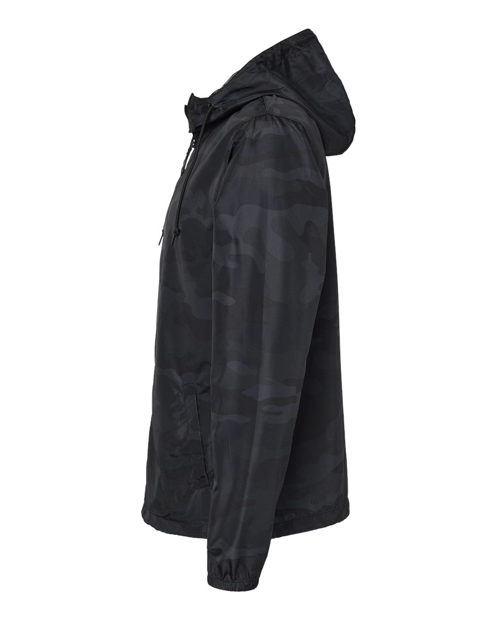 Left View of Black Camo Lightweight Windbreaker Full-Zip Jacket - EXP54LWZ