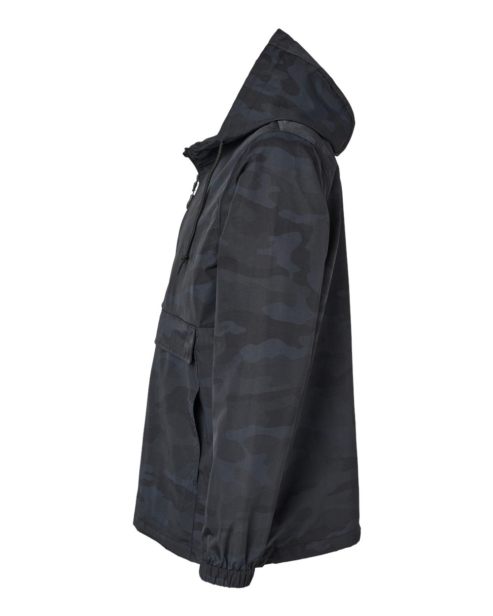 Left View of Black Camo Nylon Anorak - EXP94NAW
