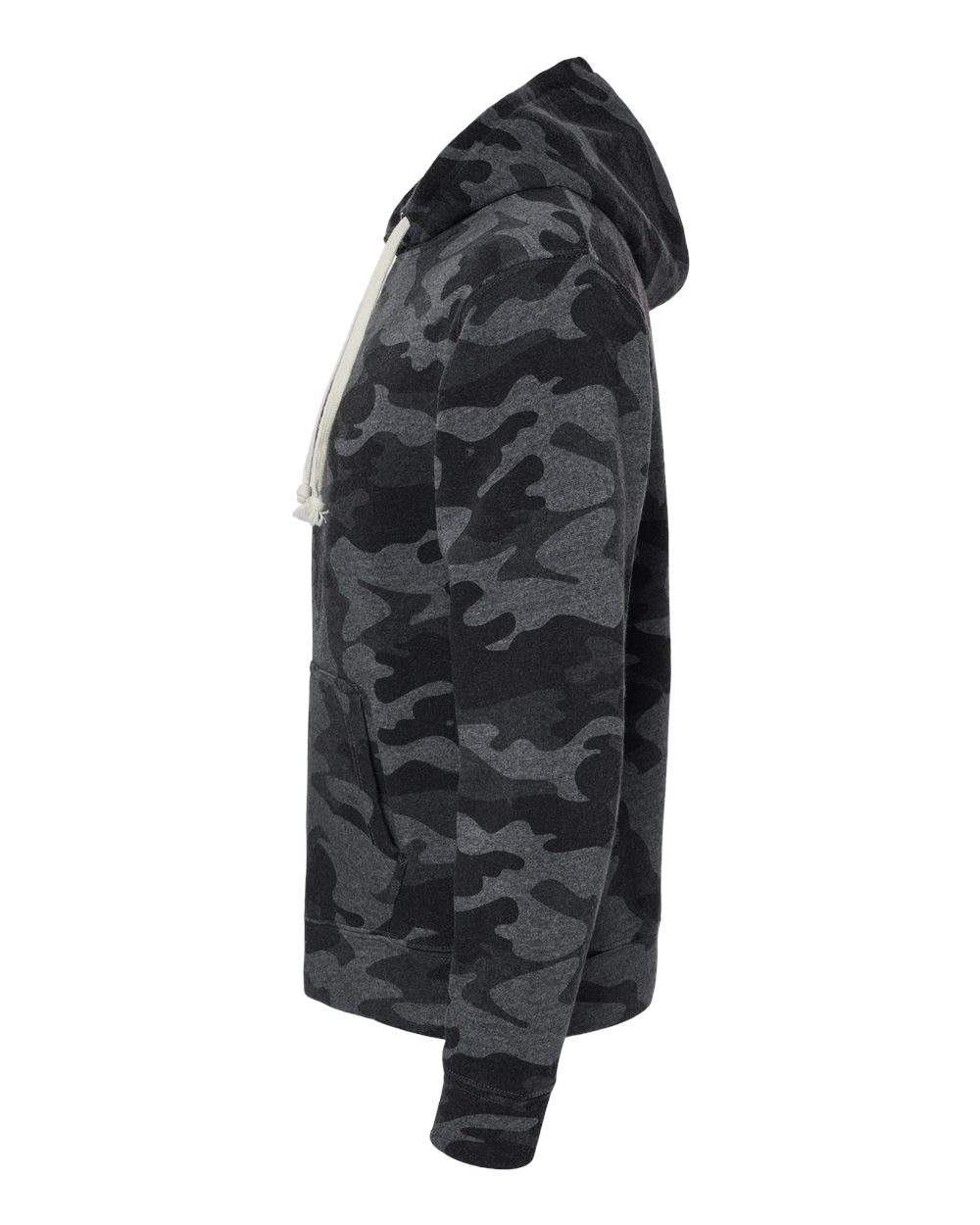 Left View of Black Camo Triblend Triblend Fleece Hooded Sweatshirt - 8871