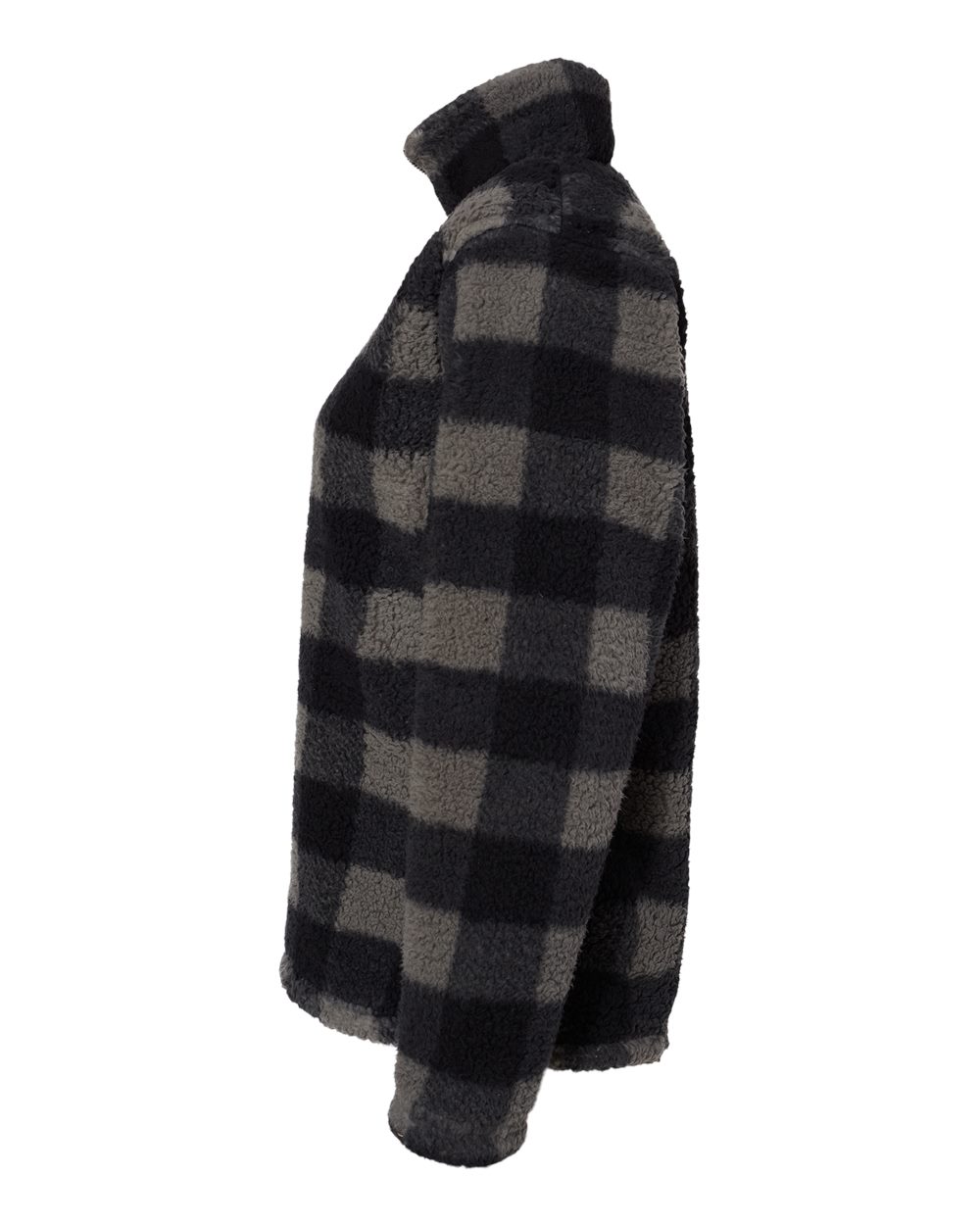 Left View of Black/ Charcoal Buffalo Women’s Epic Sherpa Quarter-Zip Pullover - 8451
