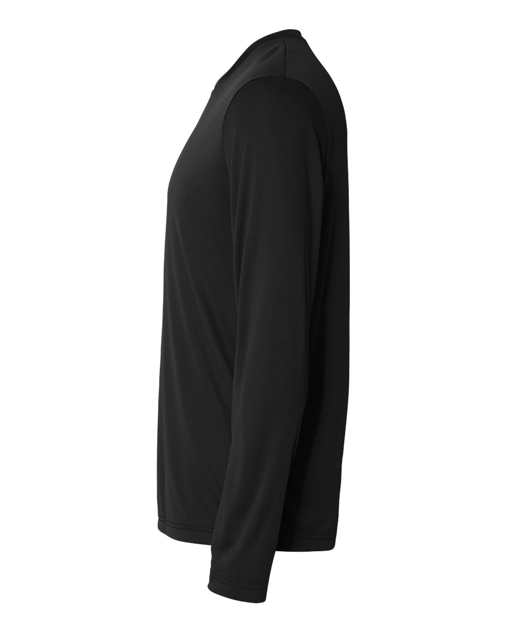 Left View of Black Cool DRI® Long Sleeve Performance T-Shirt - 482L