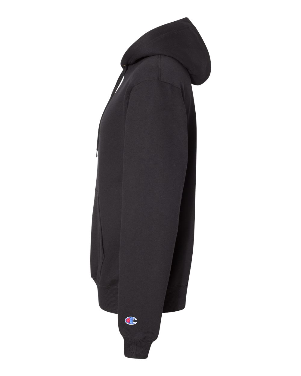 Left View of Black Cotton Max Hooded Sweatshirt - S171