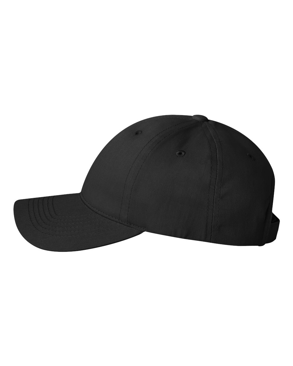 Left View of Black Cotton Twill Cap - 2260