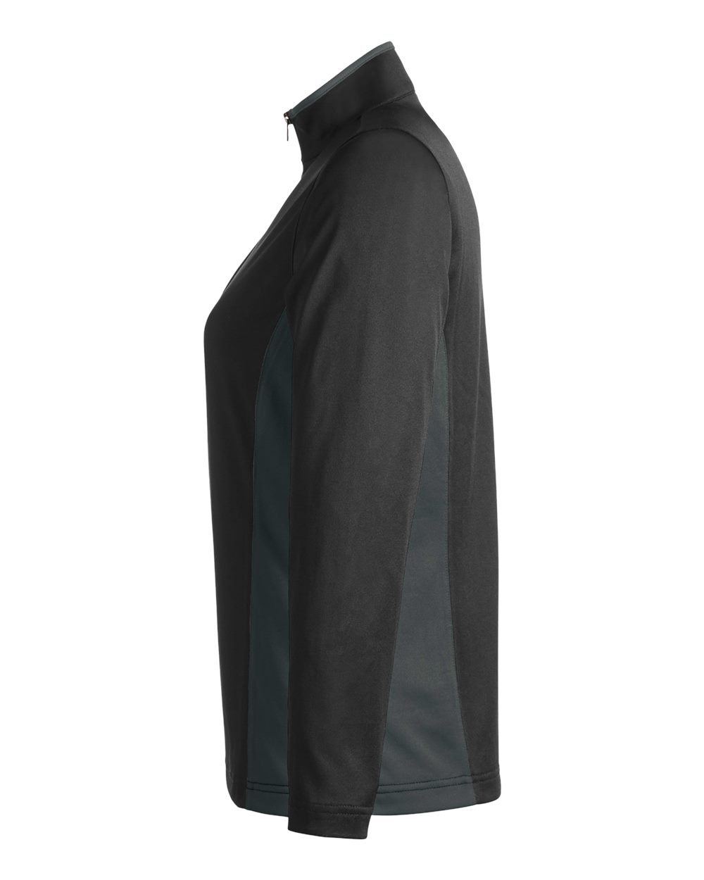 Left View of Black/ Dark Charcoal Women's Flash Snag Protection Plus IL Colorblock Quarter-Zip Pullover - M786W