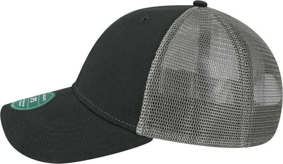 Left View of Black/ Dark Grey Lo-Pro Snapback Trucker Cap - LPS