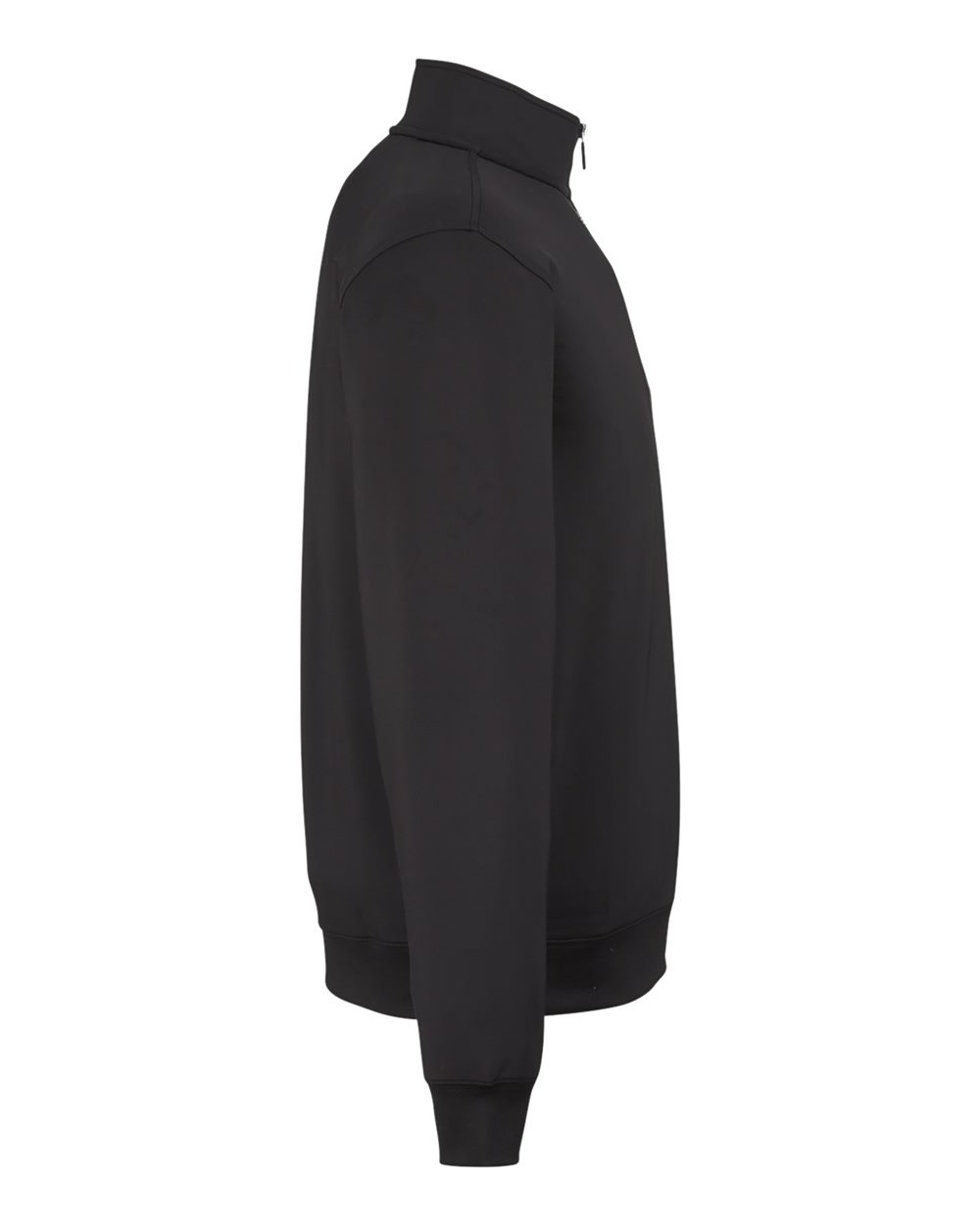 Left View of Black/ Dark Shadow Grey Heather Caves Quarter-Zip Tech Pullover - C11512