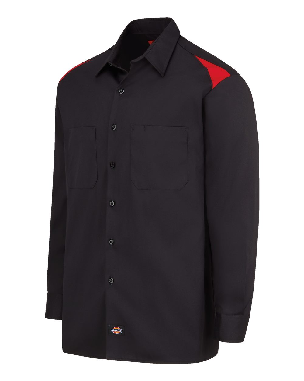 Left View of Black/ English Red Long Sleeve Performance Team Shirt - Tall Sizes - 6605T