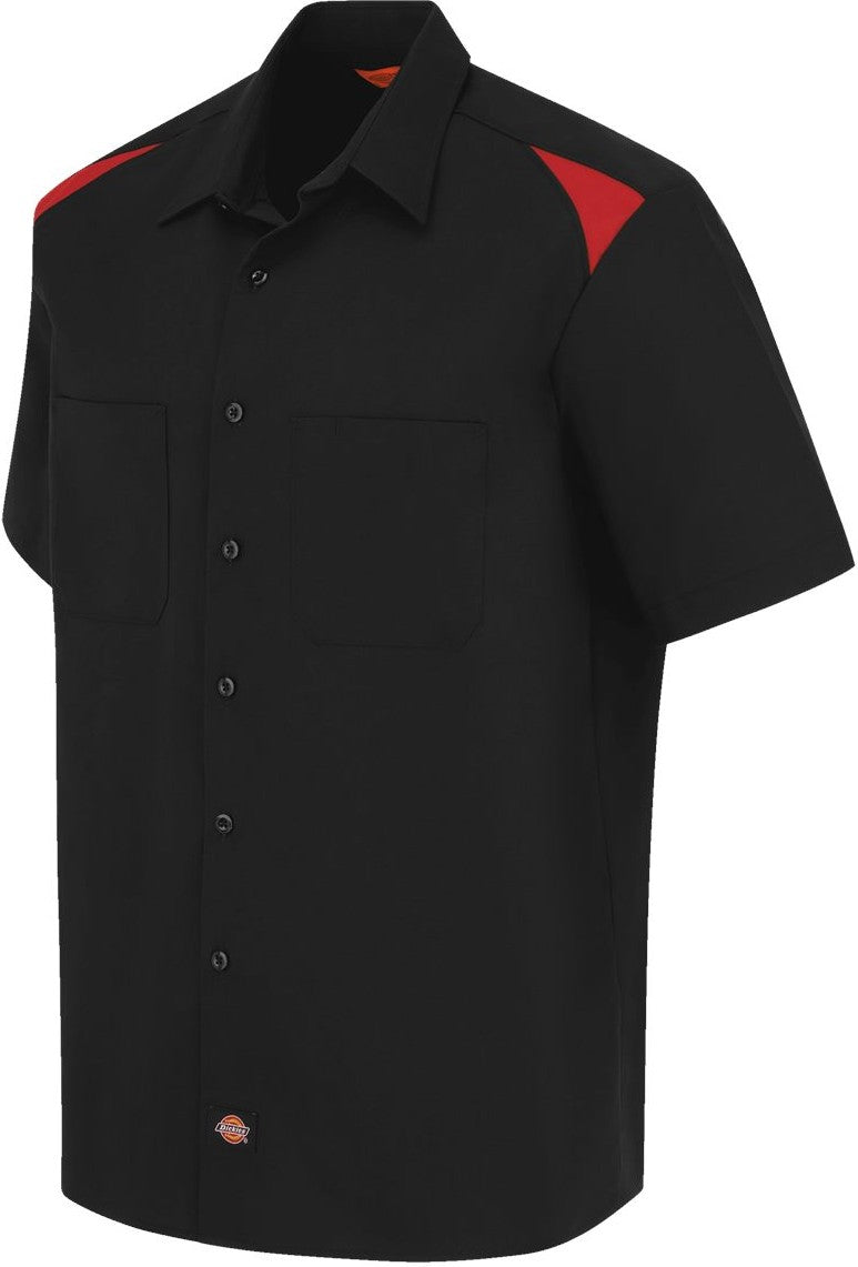 Left View of Black/ English Red Short Sleeve Performance Team Shirt - Tall Sizes - 05T