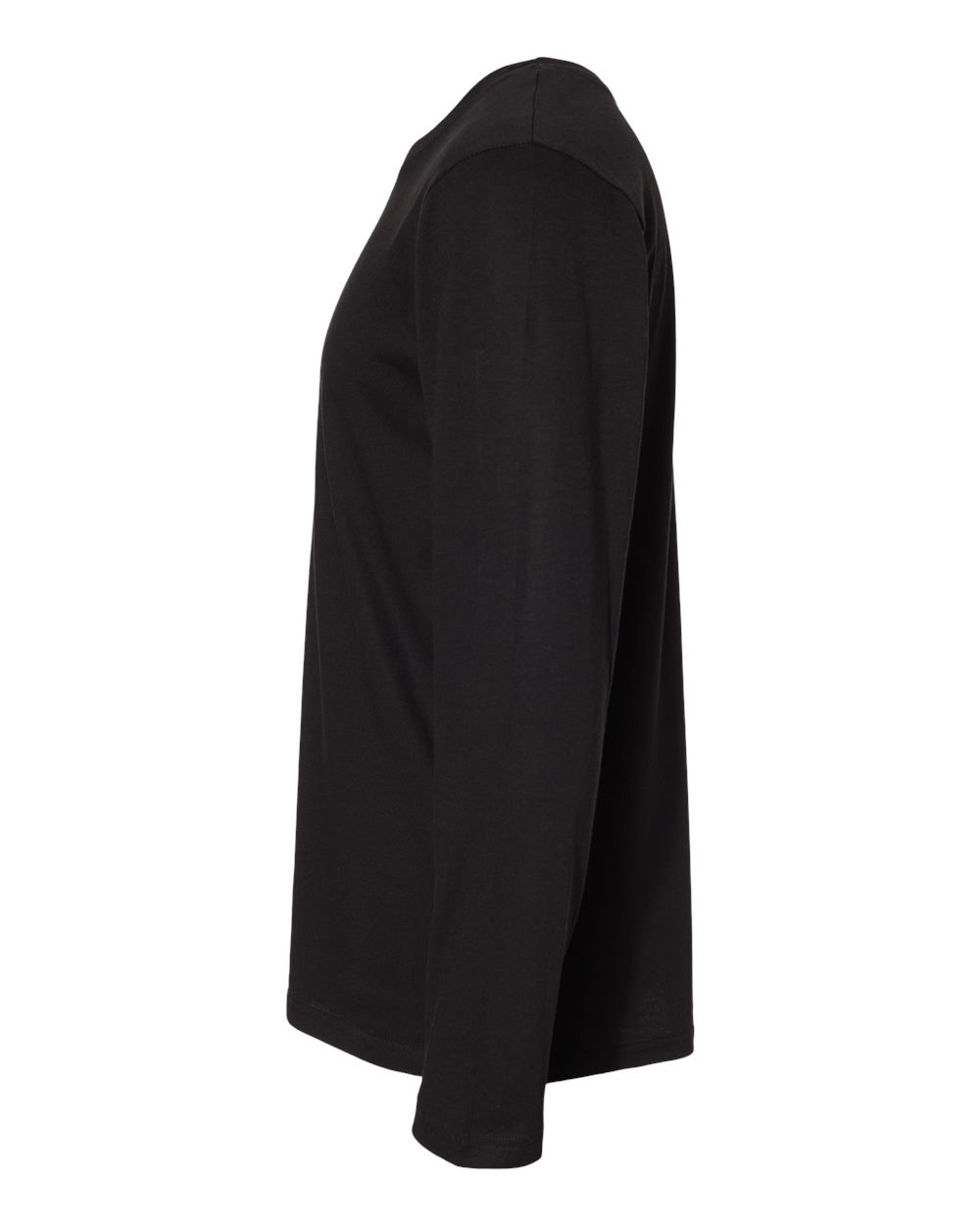 Left View of Black Fine Jersey Long Sleeve Tee - 6918