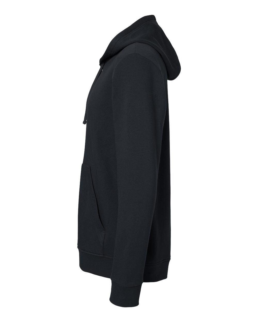 Left View of Black Fleece Hooded Sweatshirt - A432