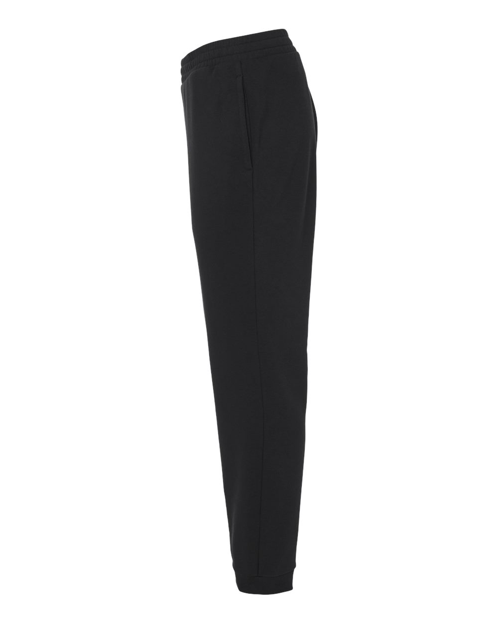Left View of Black Fleece Joggers - A436