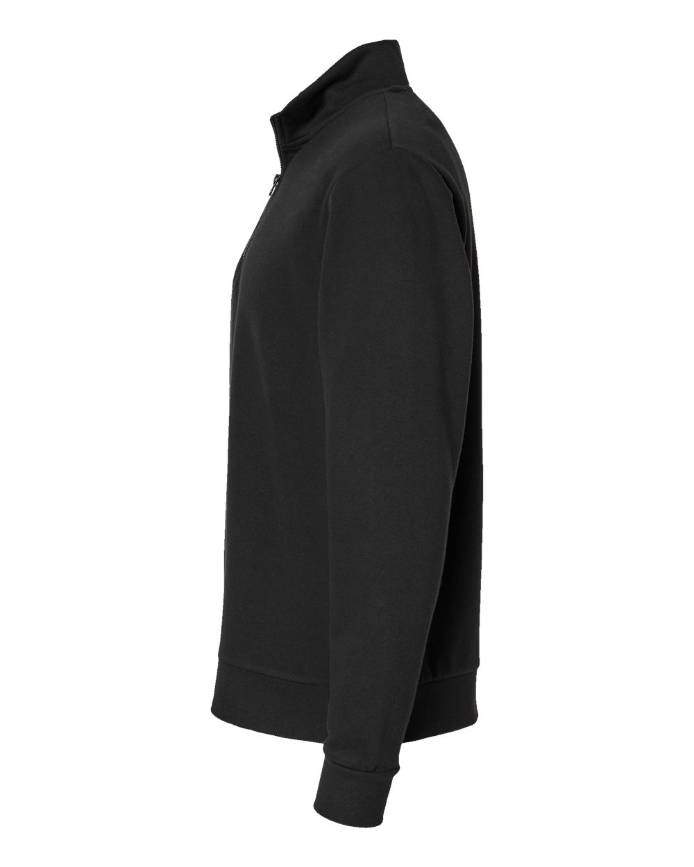 Left View of Black Fleece Quarter-Zip Pullover - 9643