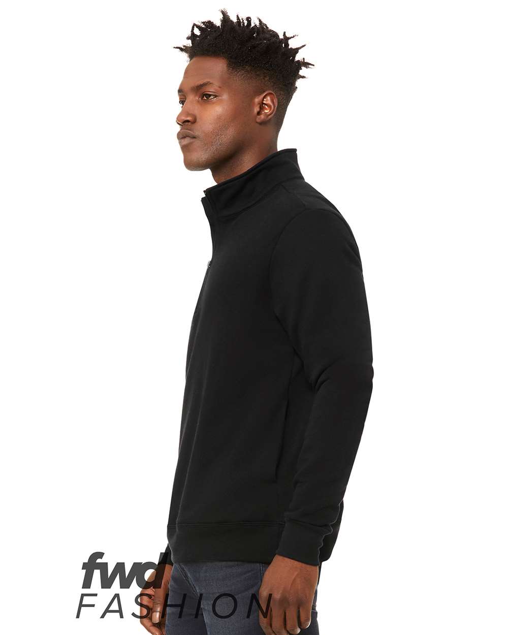 Left View of Black FWD Fashion Quarter-Zip Pullover Fleece - 3740