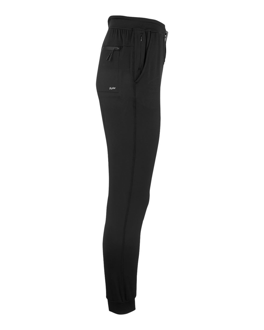 Left View of Black Glyder Medalist Joggers - MDP1754