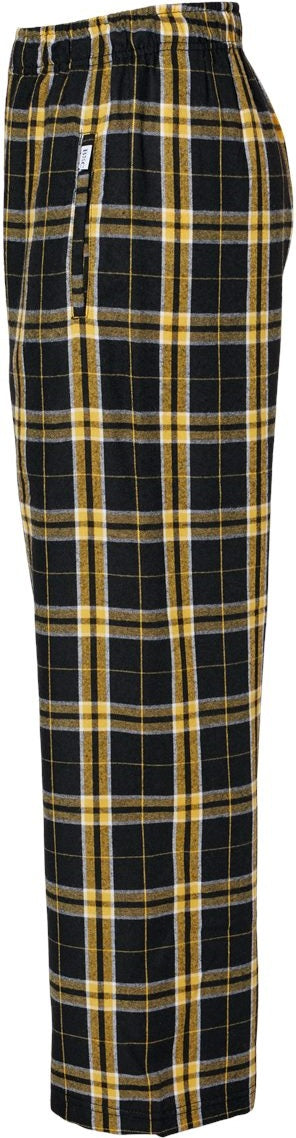 Left View of Black/ Gold Youth Flannel Pants - BY6624