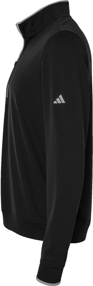 Left View of Black/ Grey Three Lightweight Quarter-Zip Pullover - A2002